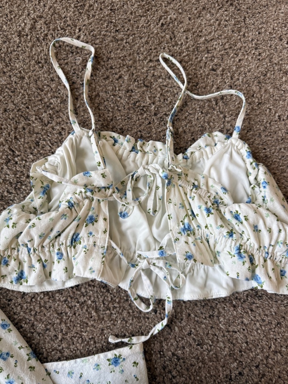 wild fable Cream Floral Two-Piece Skirt Set with Blue Floral Print - Picture 2 of 4